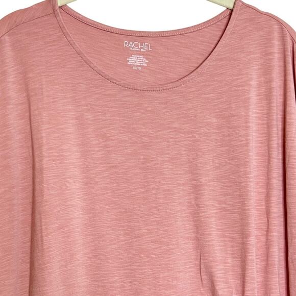 Rachel Rachel Roy Womens XL Pink Side Ruched Knit Top Modal Cotton Blend Slub - Picture 2 of 5